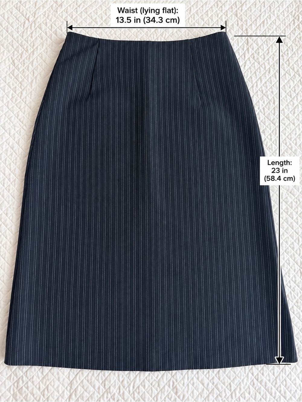 Theory Black Gray Pinstripe Pencil Skirt Size 8 Made in USA